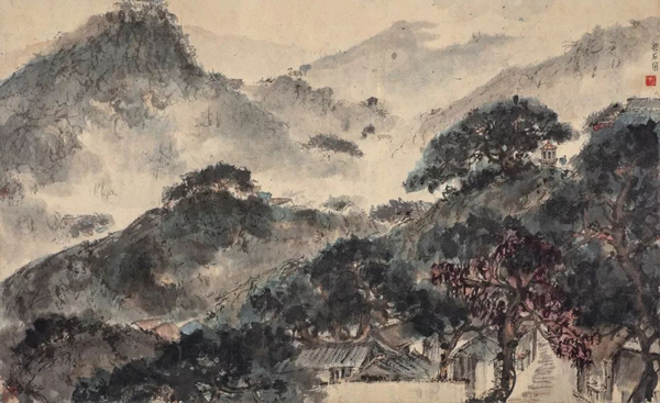 傅抱石  金刚坡秋色