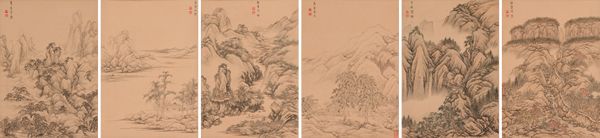 黄 鼎(1660-1730) 仿古山水六屏