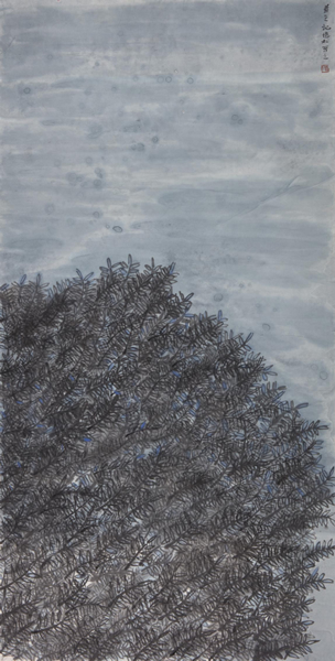 聂松《蓝色记忆》138x69cm 纸本墨笔 2018年