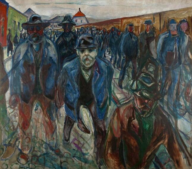 Edvard Munch，Workers Returning Home, 1913-15