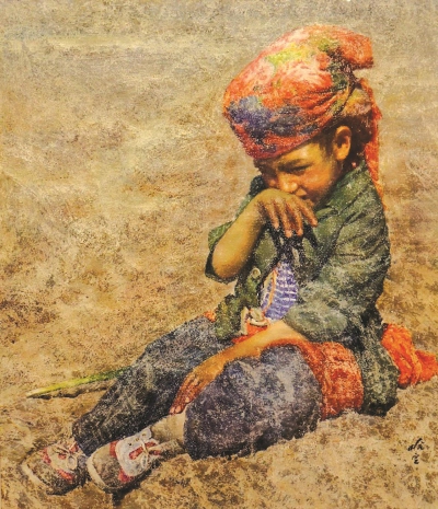 哈定水彩画名作《帕米尔高原上的花朵》