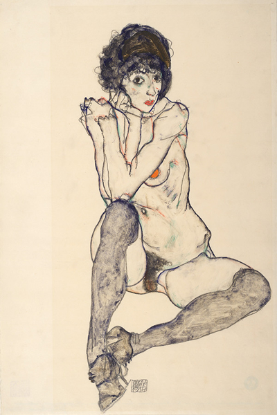 席勒，坐着的女裸体，1914