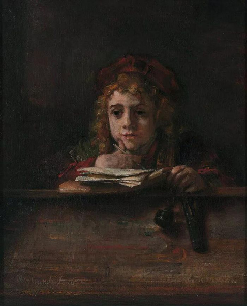 伦勃朗作品Titus aan de lezenaar