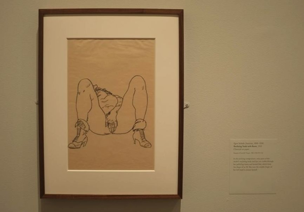 Reclining Nude with Boots, Egon Schiele, 1918 （《穿着靴子躺卧的裸女》，席勒画于1911年）