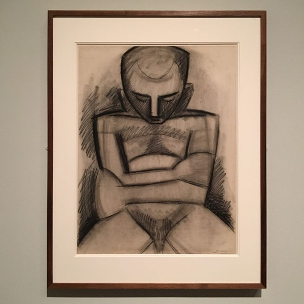 Seated Nude, Picasso, 1908（《坐着的裸体》， 毕加索画于1908）