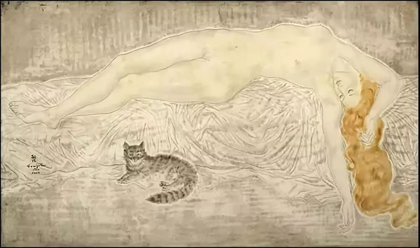 ▲ 藤田嗣治《裸女与猫》