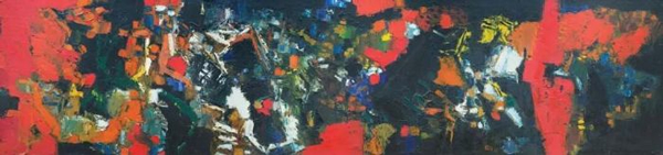 ▲ Raza,Peniture - 1959,Oil on board,44.96 x 192.28 cm