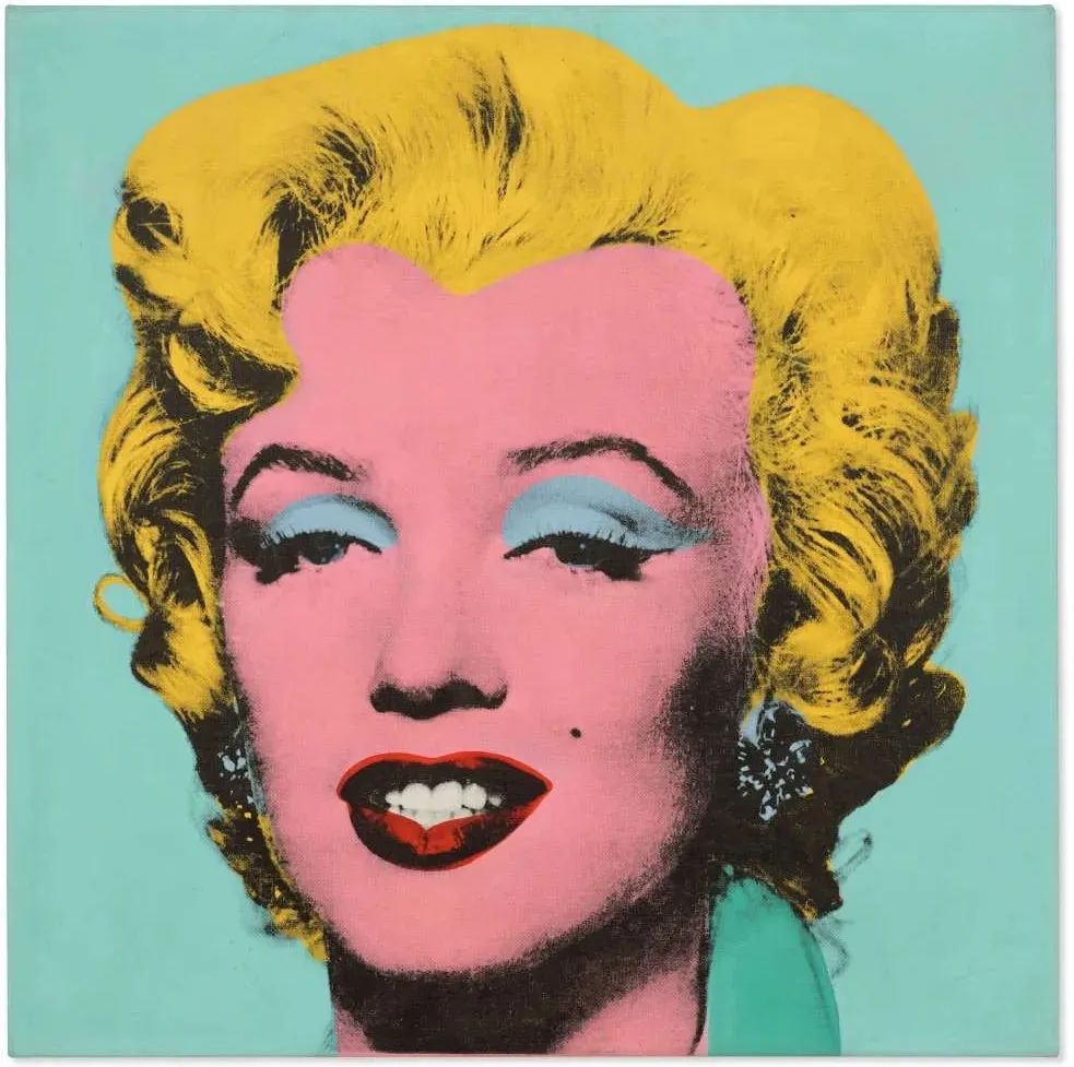 安迪⸱沃霍尔(1928-1987)《枪击玛丽莲 (鼠尾草蓝色)》1964年作, 墨水、亚克力、丝网版画、 麻布 101.6 × 101.6 cm 估价待询成交价：USD 1.95亿（打破艺术家最高拍卖纪录）