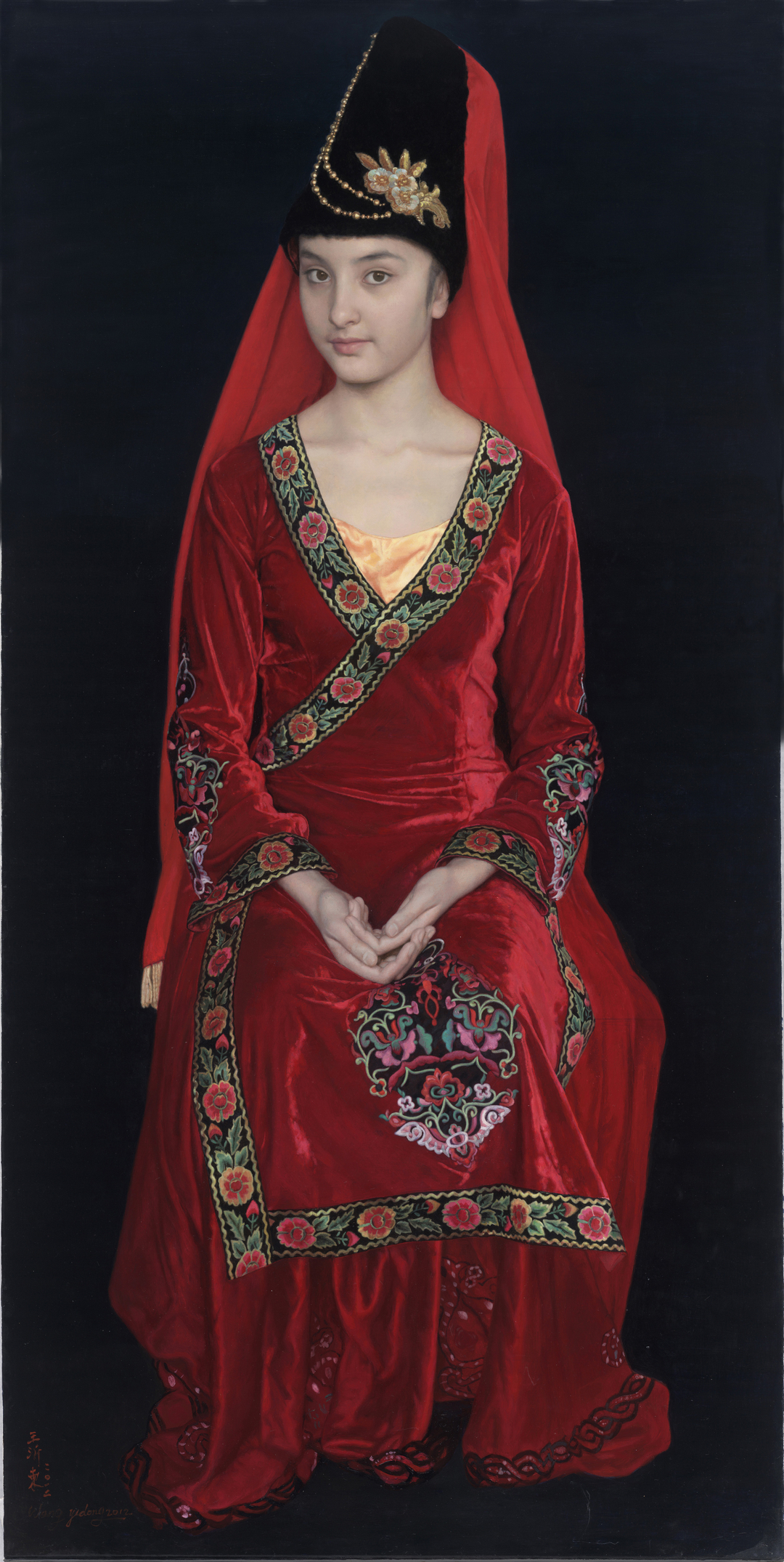 2012 王沂东 布面油画 盛装的维吾尔族姑娘 60X120CM1 