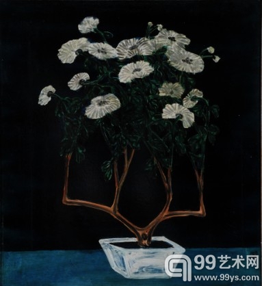 常玉  《幽蘭明菊》  布面油畫  72×60CM 50年代作