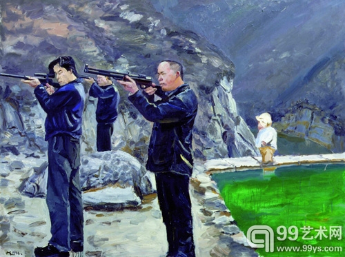 刘小东 《射击》180×230cm 1996年 布面油画