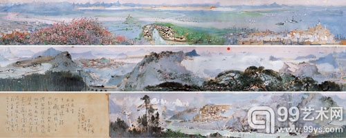 吴冠中《长江万里图》--约1973-1974年-油彩纸本-22.5x509.8cm