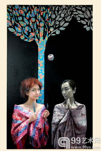 刘钧    布面油画 《智慧树之万有引力》150x90刘钧 2008年