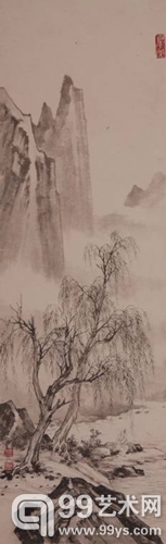 黄君璧  柳岸悠思图