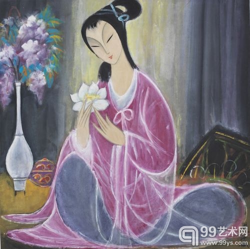 林风眠《紫衣少女》66×66cm