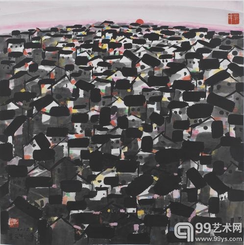 吴冠中《残阳如血》68.5×68