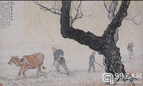 徐悲鸿《九州无事乐耕耘》1951年