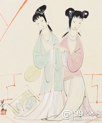 林风眠 仕女 彩墨 纸本 42×51cm 1980年代晚期