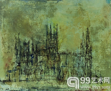 赵无极 西班牙布尔戈斯大教堂 油彩 画布 39×47.5cm 1952年