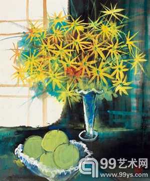 林风眠 花果静物 设色纸本 48×39cm