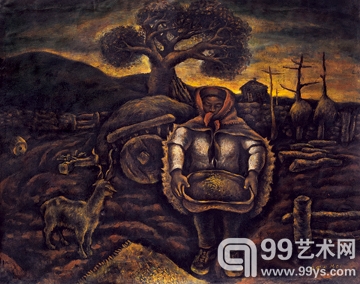 毛旭辉 圭山组画•山村黄昏 油彩 画布 92×110cm 1984年