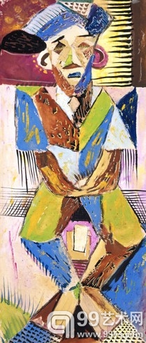 五十年代末到七十年代初的风格实验《立体小童》 1959，丙烯纸本，58 x 25.5 cm