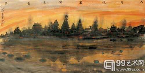 吴哥依旧-佛光普照2010年45×90cm
