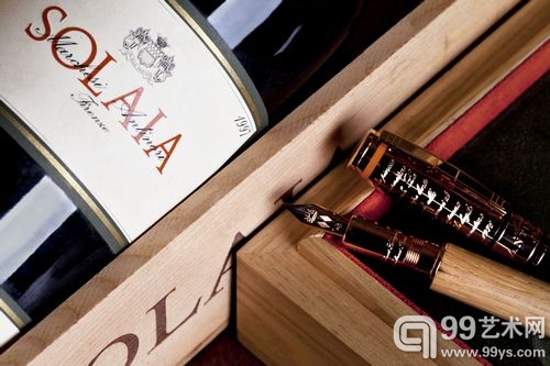 A double magnum 1997 Solaia with a OMAS gold pen _lot 263