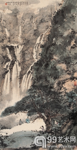 傅抱石  幽对鸣泉