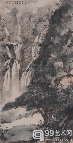 傅抱石  幽对鸣泉 纸本设色  立轴 98x50cm