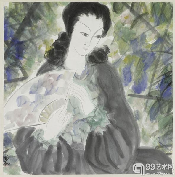 CHA_LIN FENGMIAN_Lady Holding a Fan