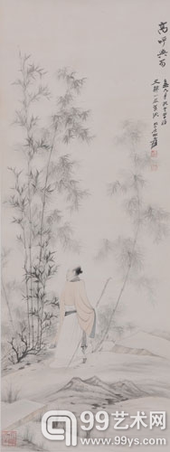 张大千 高呼与可
