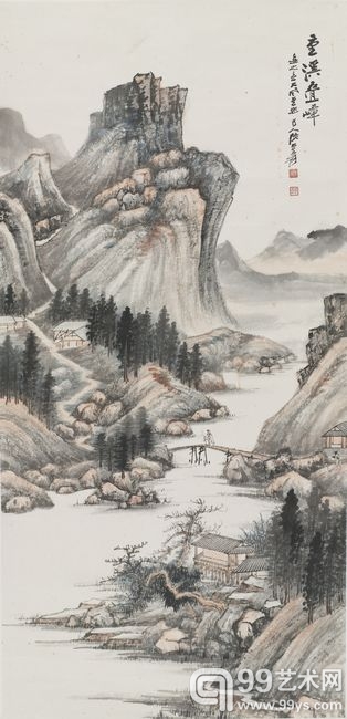 张大千 重溪叠嶂 设色纸本 立轴   一九四九年作 116.5 x 56 cm.