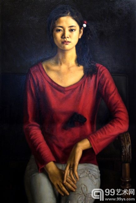 杨飞云 《单人女子肖像》 布面油画、130×89cm、2000年作 大图