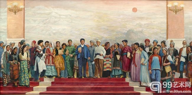 罗贻 《伟大的祖国 伟大的人民》 布面油彩 205x410cm 1971年作