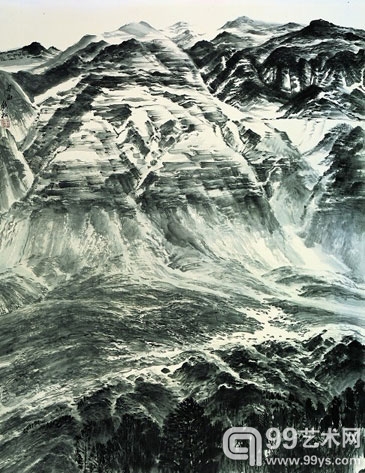 峭岩雄色，中国画，许钦松，180x145cm，2011年