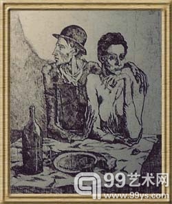 毕加索版画作品 《节俭用餐》