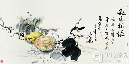 刘岳林 / Liu Yuelin 甜蜜相依 / Sweet Dependency 纸本水墨 / Water & ink on paper 246×122cm 2011