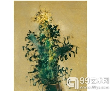 Lot 039 周春芽《瓶花》1993 油彩 畫布 100 x 80 cm