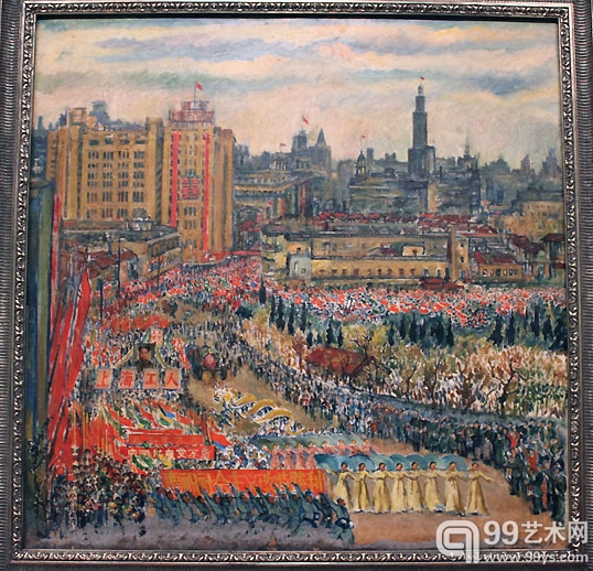 刘海粟《庆祝社会主义改造胜利》油画，94×94cm，1956年，刘海粟美术馆藏