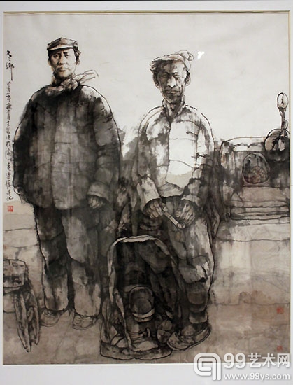 施大畏《老乡》中国画，135×150cm，1993年，私人收藏‘