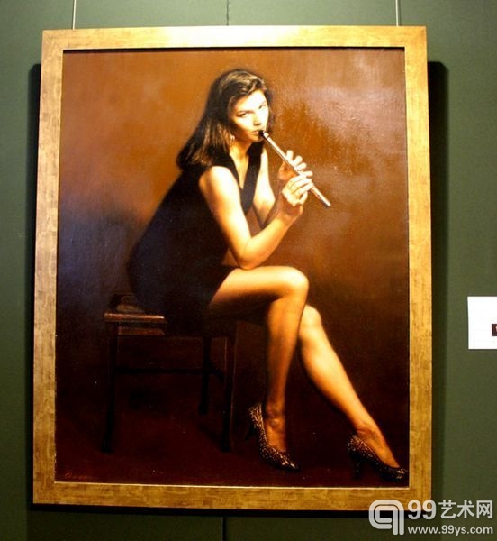 陈逸飞《音乐家系列-吹竖笛的女子》1987年   布面油画 127X101cm 估价RMB：6,000,000—8,000,000