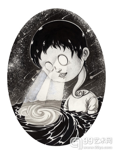 闫威 暗流 36x26cm 纸本 墨 2011