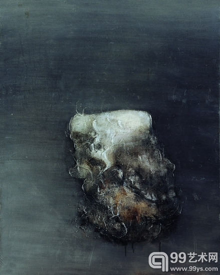 周春芽 黑灰色的石头 1994年 油彩画布 100×80cm