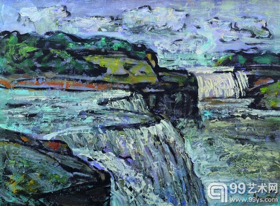 罗中立 瀑布 油彩纸本 37.5×51.8cm