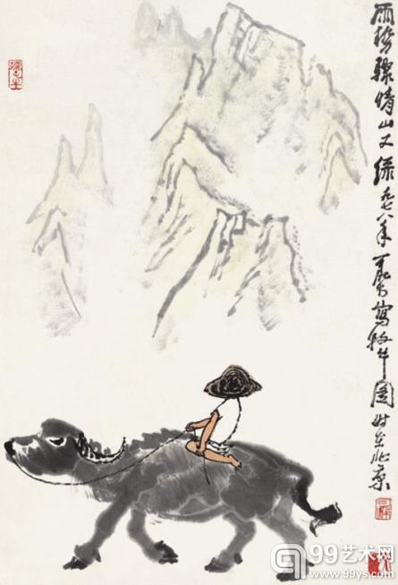 李可染（1907—1989）  牧牛图  70×48cm  人民币800,000-1,200,000