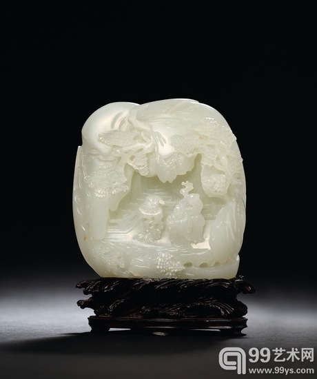 清乾隆 白玉仙人图山子 高8.5 cm 成交价RMB：1,552,500