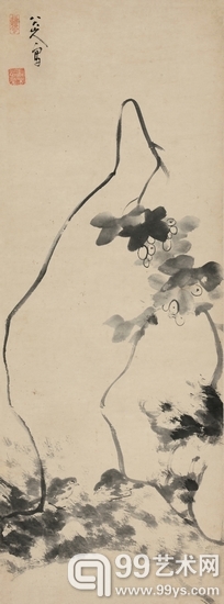 八大山人 《荷塘双鹌》 立轴 水墨纸本 105×39 cm. 成交价 RMB:3,392,500