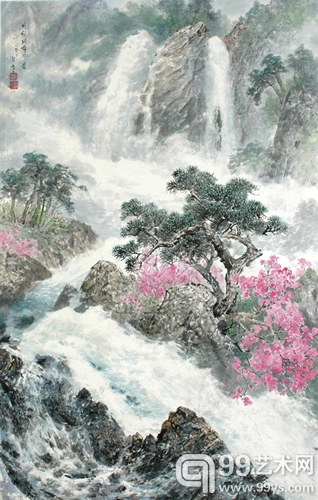 郑昶谟 飞仙溪谷的春天 布面油画 133×207cm 2000年作