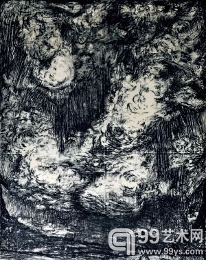 《雄鸡和公牛》(Cock and Bull),纤维板上油彩、炭笔、树脂,183×122cm,2012